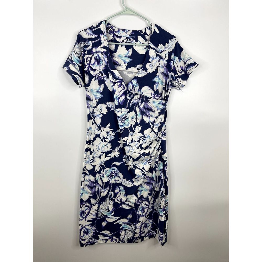 Soft Surroundings Womens Dress Size M Faux Wrap‎ Dress Floral Short Sleeve Vaca